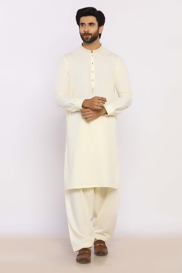 Cream Wash & Wear Shalwar Kameez - Prime Point Store