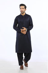 Dark Blue Blended Casual Shalwar Kameez For Men - Prime Point Store