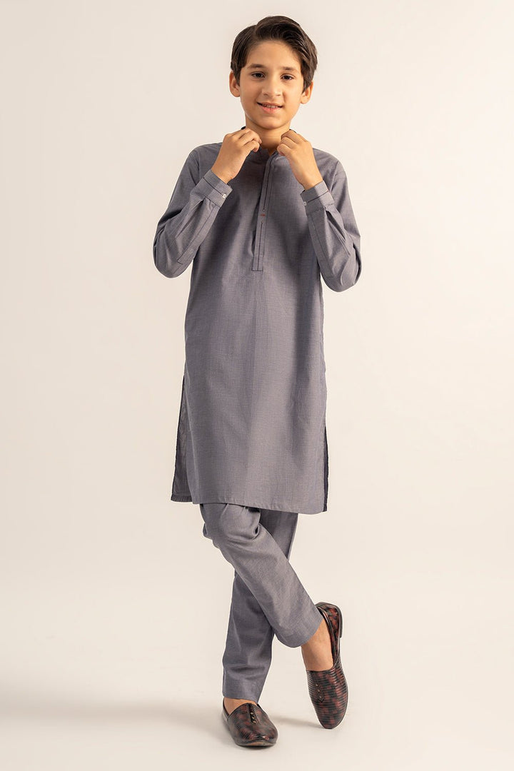 Dark Blue Blended Shalwar Kameez For Boy - Prime Point Store