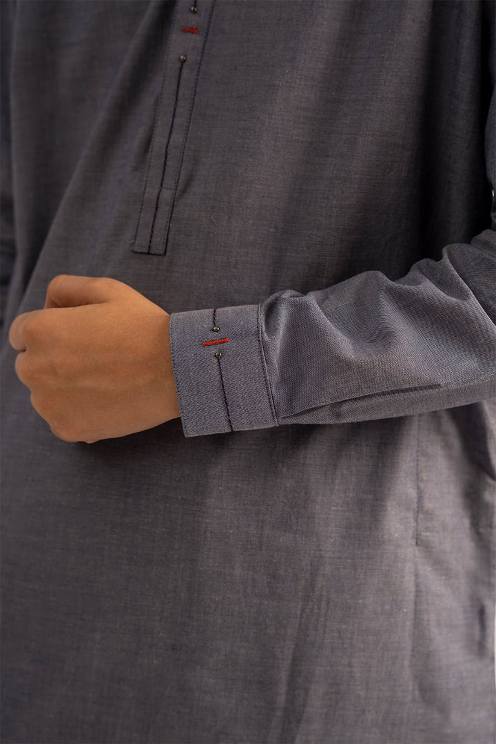 Dark Blue Blended Shalwar Kameez For Boy - Prime Point Store