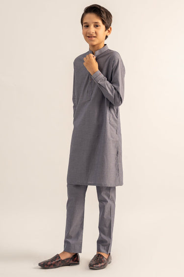 Dark Blue Blended Shalwar Kameez For Boy - Prime Point Store