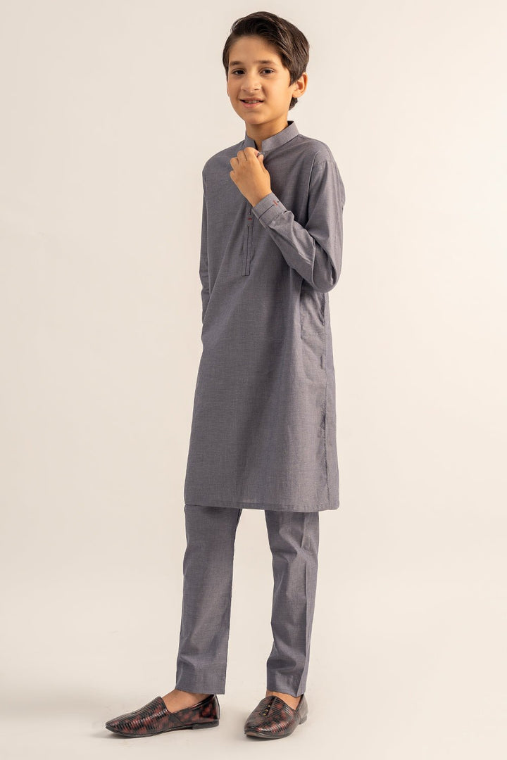 Dark Blue Blended Shalwar Kameez For Boy - Prime Point Store