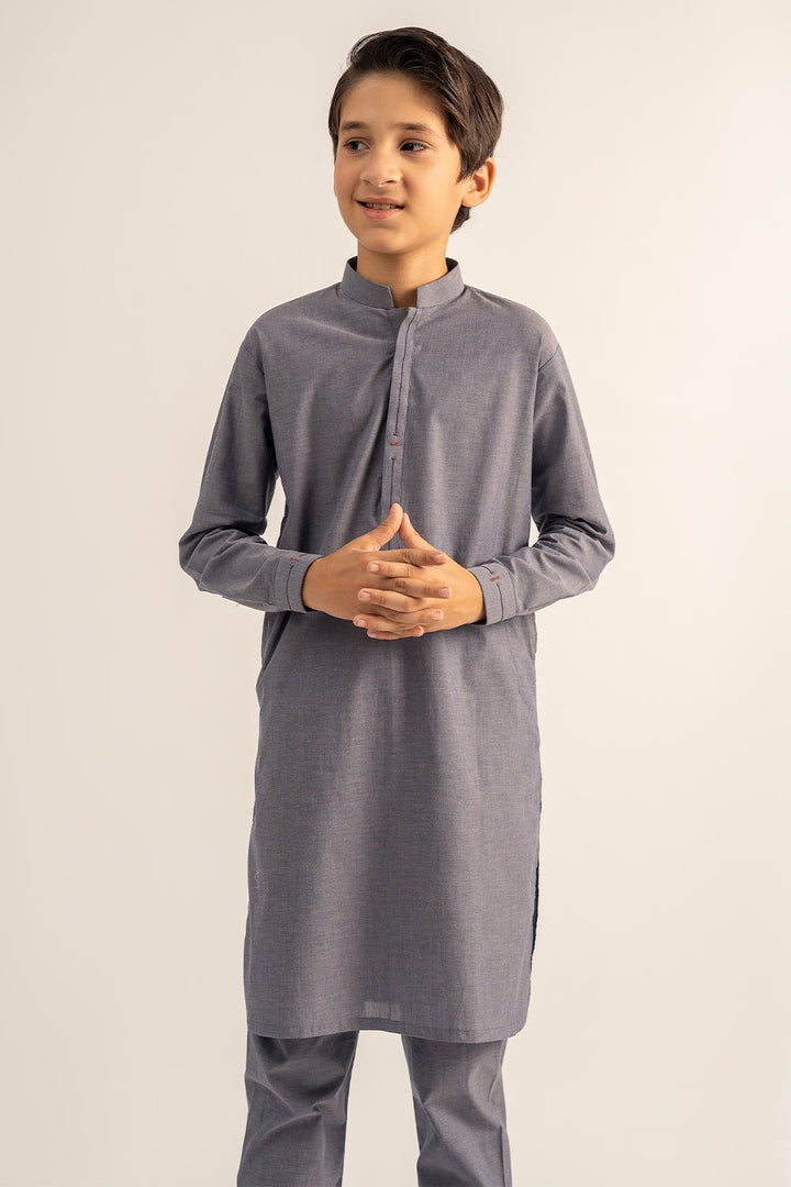 Dark Blue Blended Shalwar Kameez For Boy - Prime Point Store