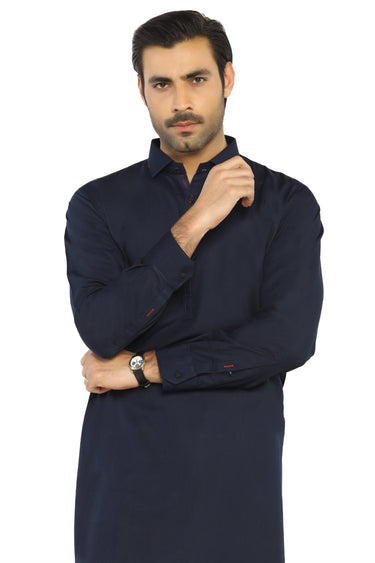 Dark Blue Fashion Wash & Wear Shalwar Kameez For Men - Prime Point Store