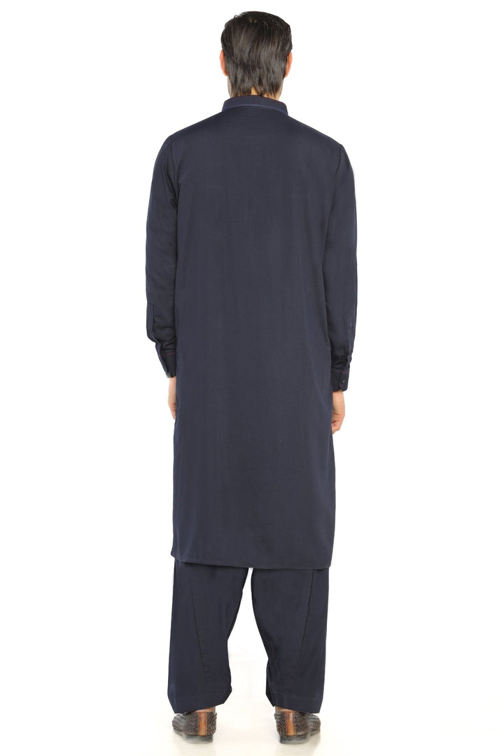 Dark Blue Fashion Wash & Wear Shalwar Kameez For Men - Prime Point Store