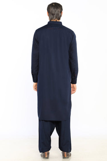 Dark Blue Fashion Wash & Wear Shalwar Kameez For Men - Prime Point Store