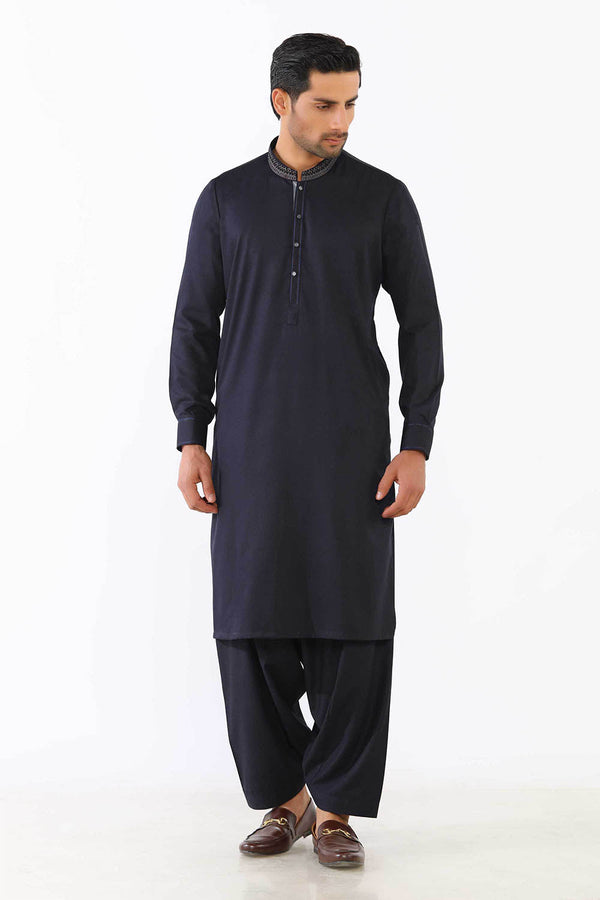 Dark Blue Wash & Wear Shalwar Kameez - Prime Point Store