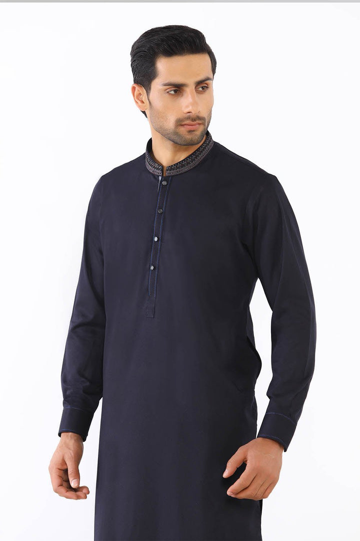 Dark Blue Wash & Wear Shalwar Kameez - Prime Point Store