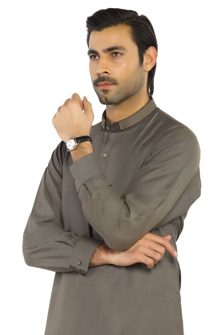 Dark Brown Fashion Wash & Wear Shalwar Kameez For Men - Prime Point Store