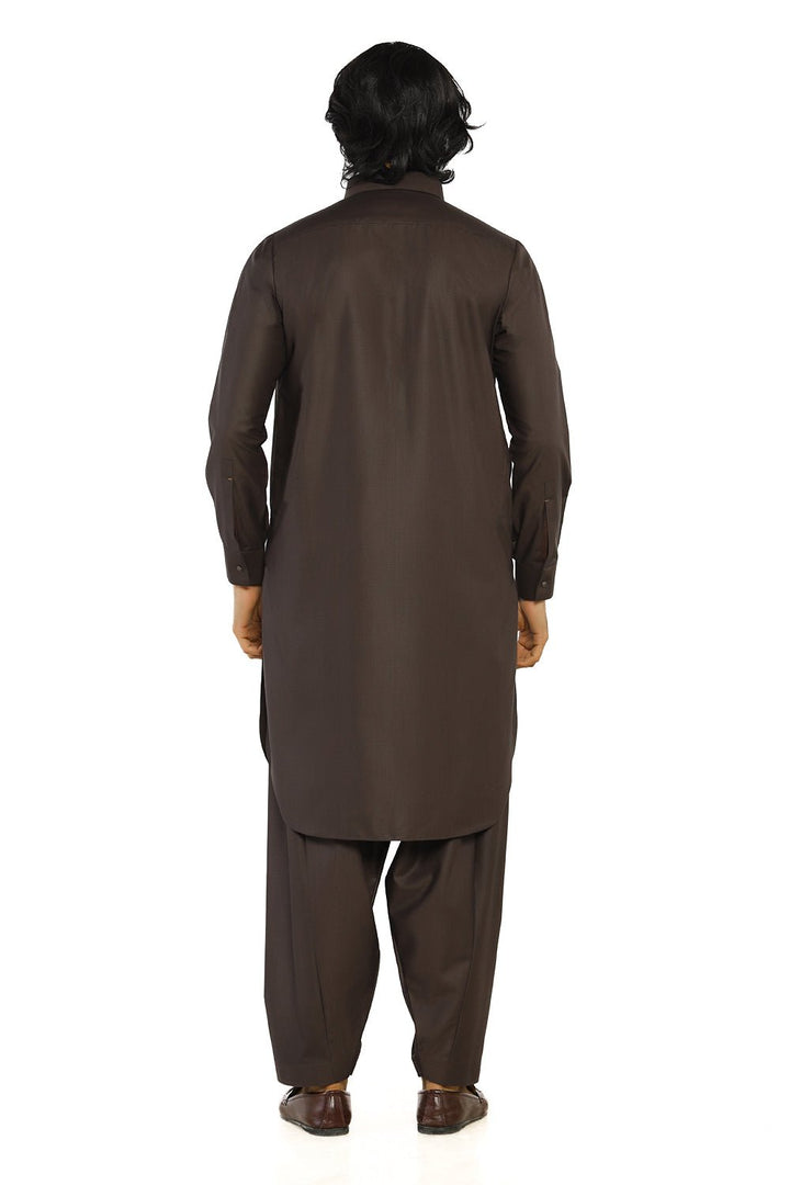 Dark Brown Fashion Wash & Wear Shalwar Kameez For Men - Prime Point Store