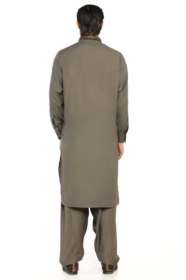 Dark Brown Fashion Wash & Wear Shalwar Kameez For Men - Prime Point Store