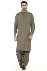 Dark Brown Fashion Wash & Wear Shalwar Kameez For Men - Prime Point Store