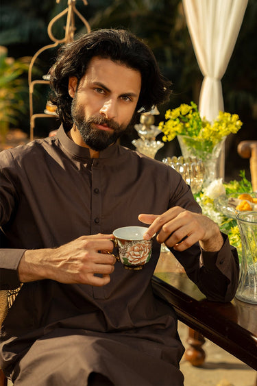 Dark Brown Men Wash & Wear Shalwar Kameez - Prime Point Store