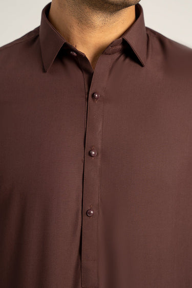 Dark Brown Wash & Wear Shalwar Kameez For Men - Prime Point Store