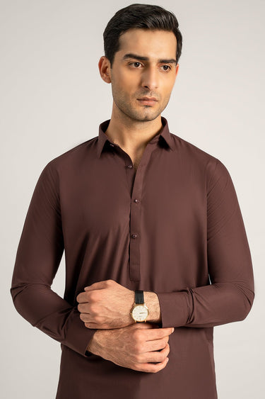 Dark Brown Wash & Wear Shalwar Kameez For Men - Prime Point Store