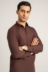 Dark Brown Wash & Wear Shalwar Kameez For Men - Prime Point Store