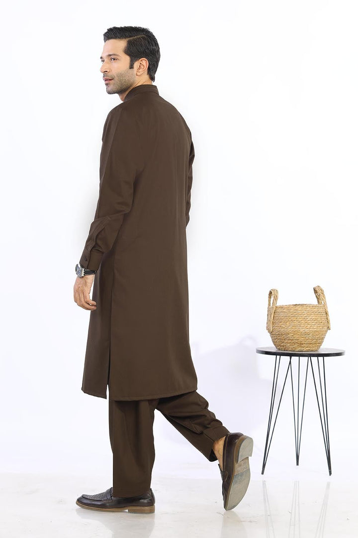 Dark Brown Wash & Wear Shalwar Kameez - Prime Point Store