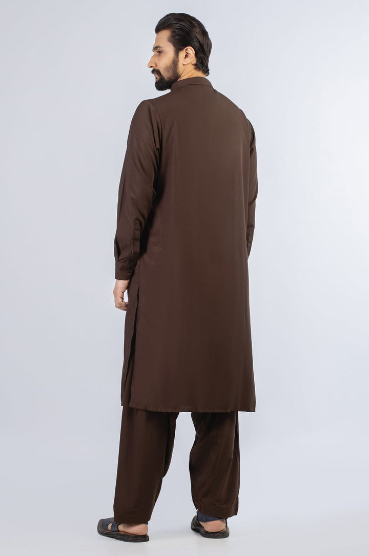 Dark Brown Wool Casual Shalwar Kameez For Men - Prime Point Store