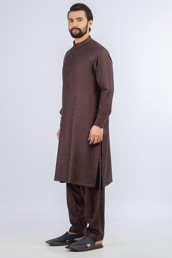 Dark Brown Wool Casual Shalwar Kameez For Men - Prime Point Store