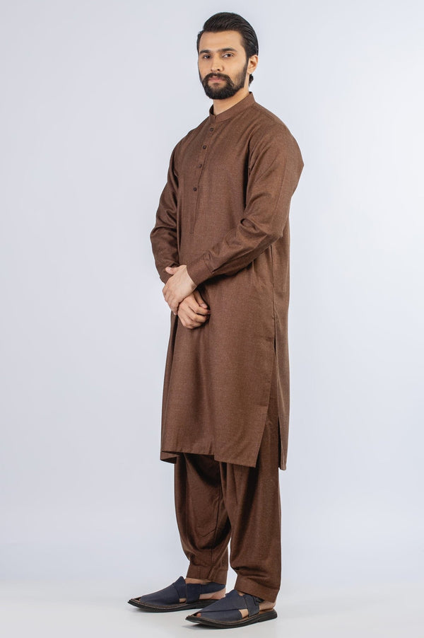 Dark Brown Wool Casual Shalwar Kameez For Men - Prime Point Store