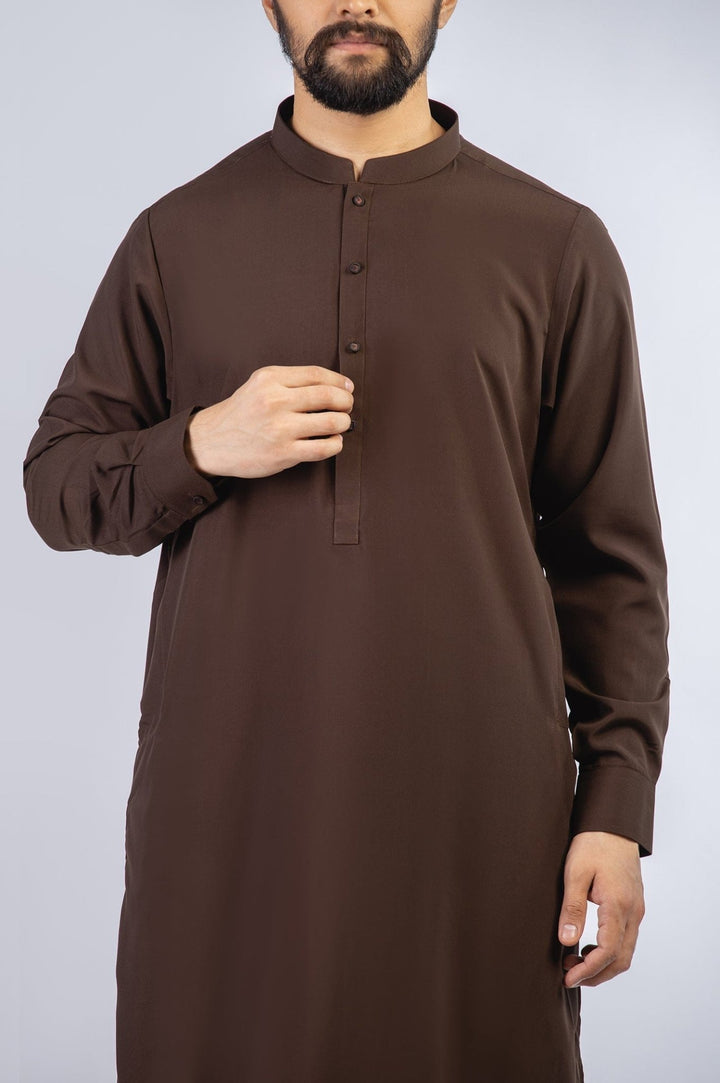 Dark Brown Wool Casual Shalwar Kameez For Men - Prime Point Store