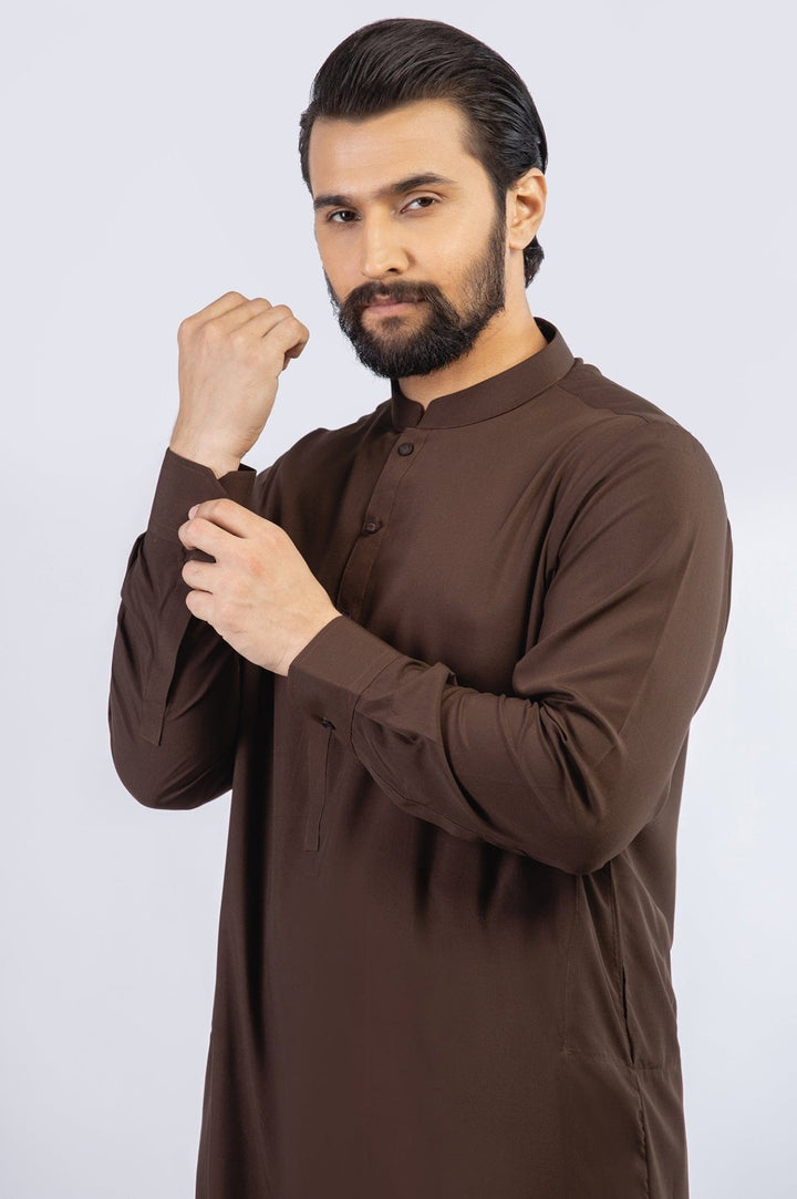 Dark Brown Wool Casual Shalwar Kameez For Men - Prime Point Store