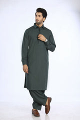 Dark Green Cotton Casual Shalwar Kameez For Men - Prime Point Store