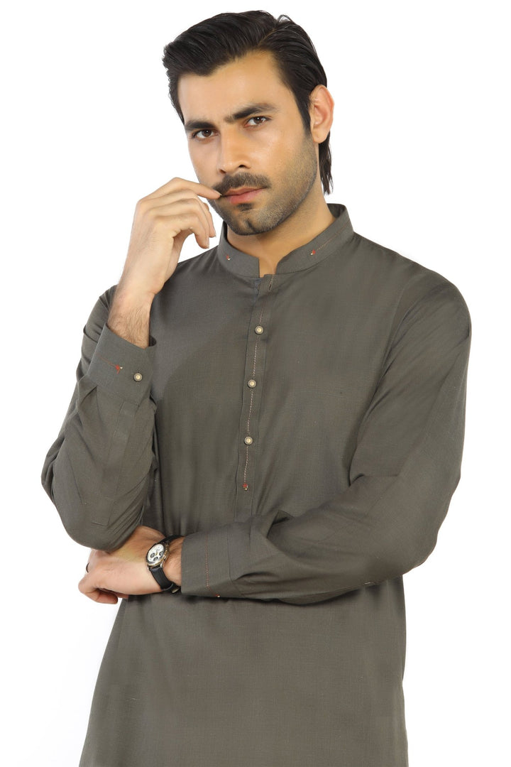 Dark Green Fashion Wash & Wear Shalwar Kameez For Men - Prime Point Store