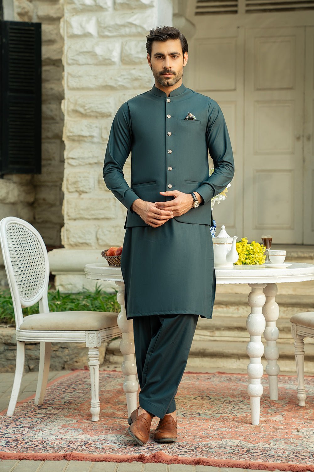 Dark Green Men Blended Kameez Shalwar – Prime Point Store