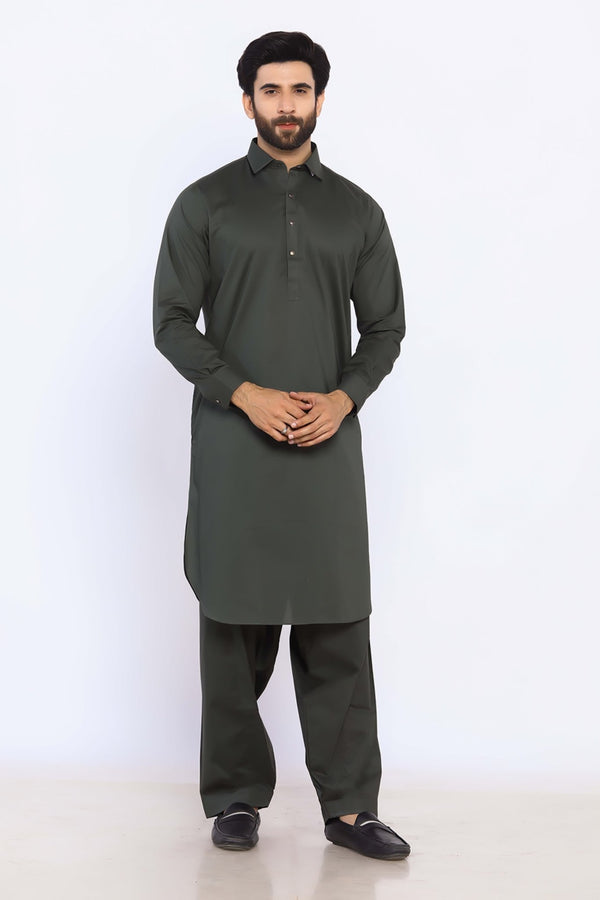 Dark Green Wash & Wear Shalwar Kameez - Prime Point Store