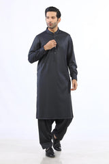 Dark Grey Blended Casual Shalwar Kameez For Men - Prime Point Store