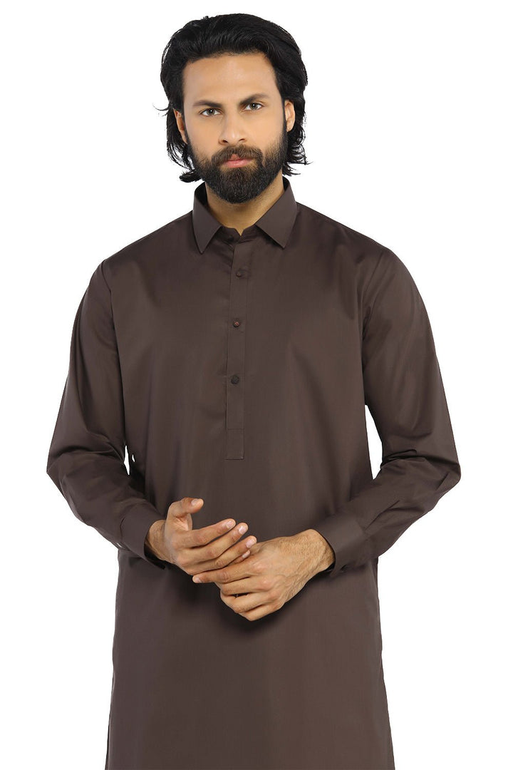 D/Brown Wash & Wear Shalwar Kameez - Prime Point Store