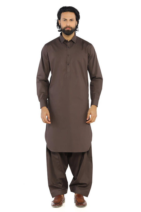 D/Brown Wash & Wear Shalwar Kameez - Prime Point Store