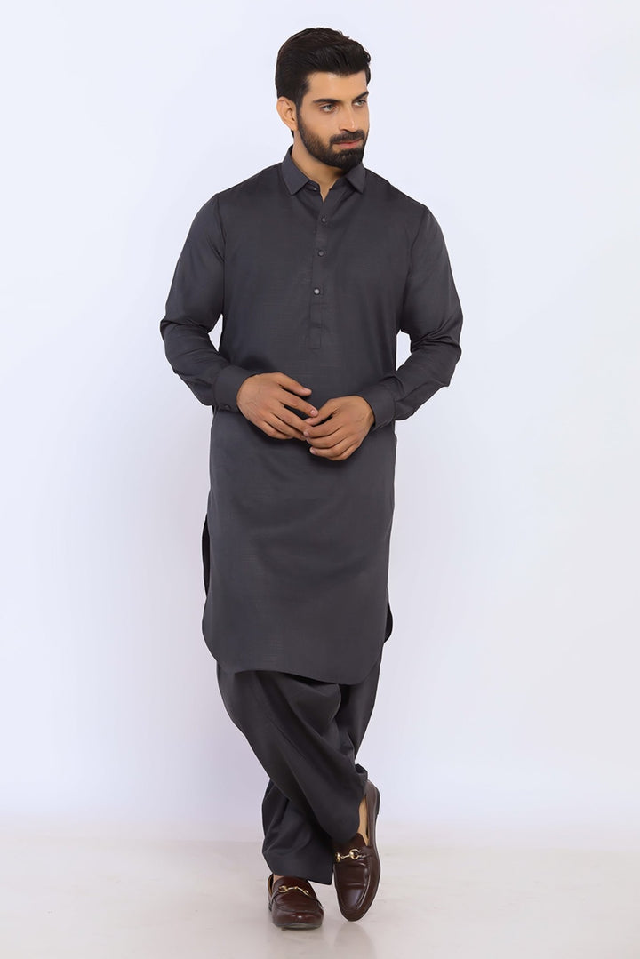 D/Grey Wash & Wear Shalwar Kameez - Prime Point Store