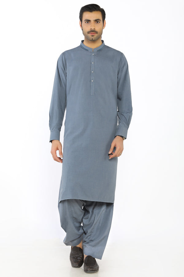 Light Grey Fashion Wash & Wear Shalwar Kameez For Men