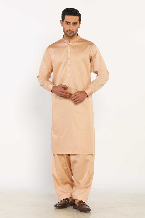 Fawn Cotton Casual Shalwar Kameez For Men - Prime Point Store