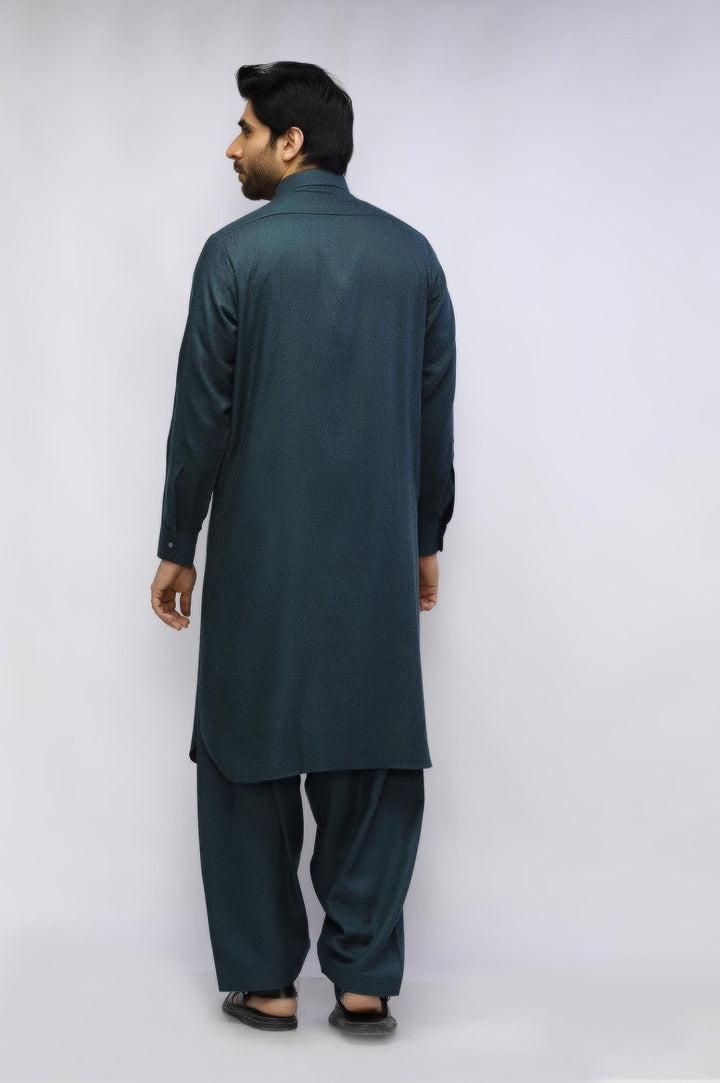 Green Brown Wool Casual Shalwar Kameez For Men - Prime Point Store