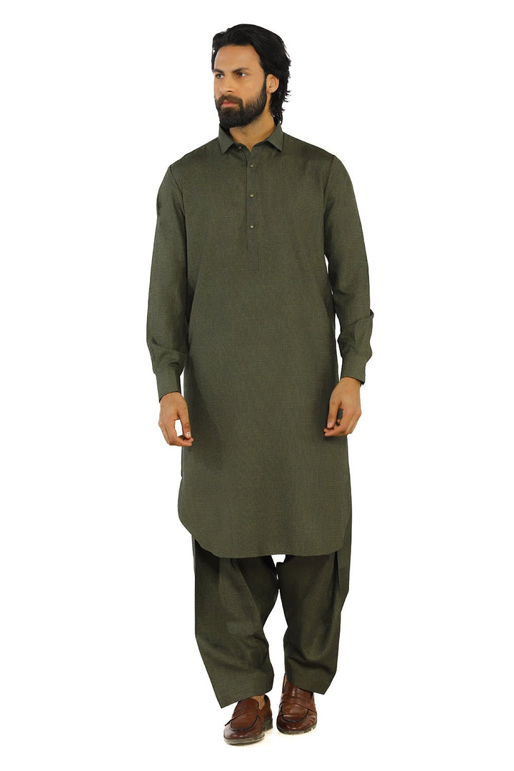 Green Fashion Wash & Wear Shalwar Kameez For Men - Prime Point Store