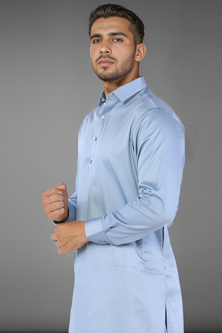 Grey Blended Casual Shalwar Kameez For Men - Prime Point Store