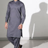 Grey Blended Casual Shalwar Kameez For Men - Prime Point Store