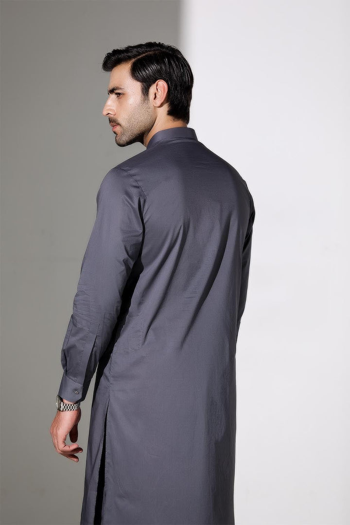 Grey Blended Casual Shalwar Kameez For Men - Prime Point Store