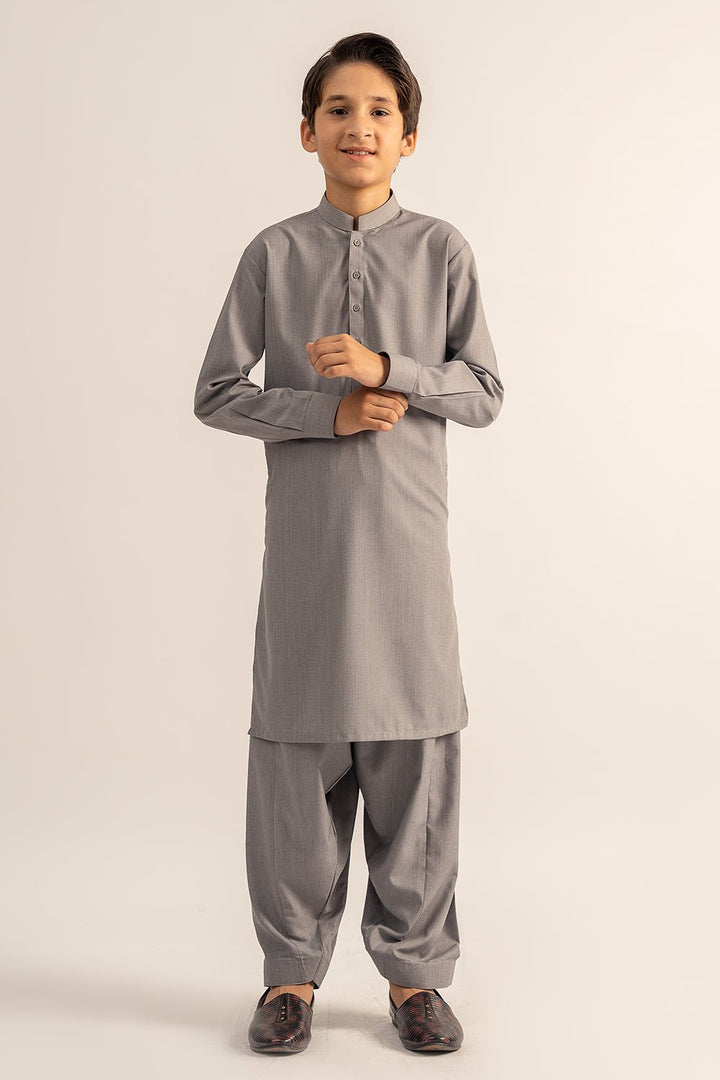 Grey Blended Shalwar Kameez For Boy - Prime Point Store