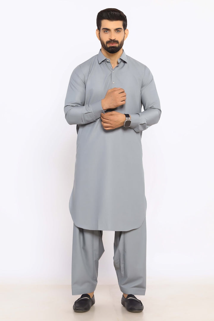 L/Grey Wash & Wear Shalwar Kameez - Prime Point Store