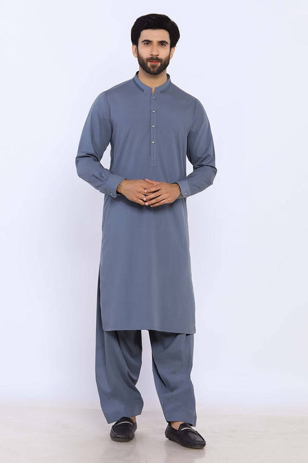 L/Grey Wash & Wear Shalwar Kameez - Prime Point Store