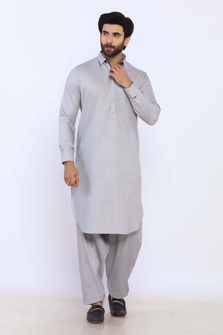 L/Grey Wash & Wear Shalwar Kameez - Prime Point Store