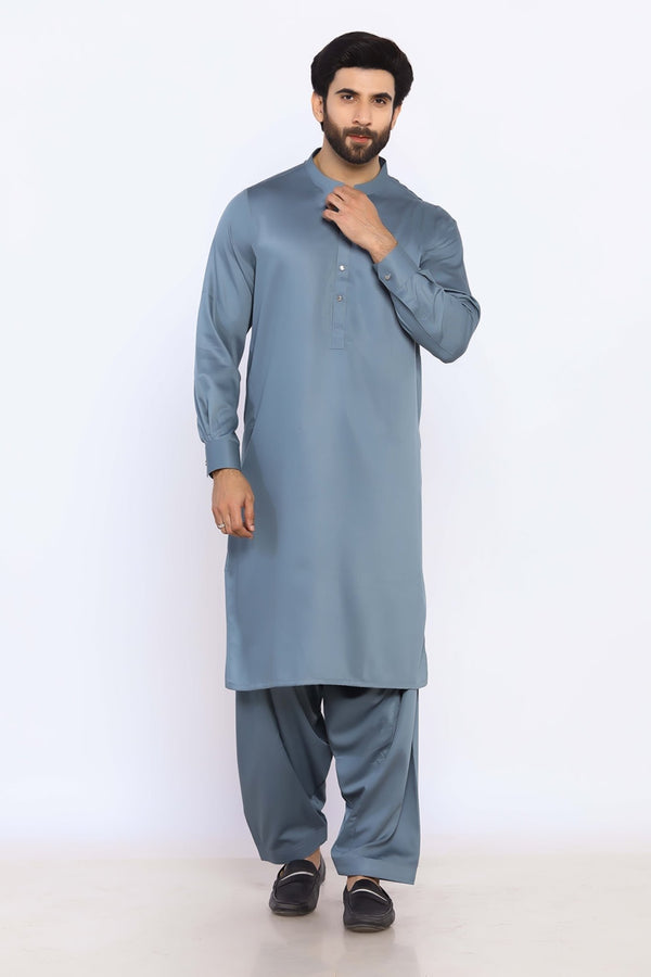 L/Grey Wash & Wear Shalwar Kameez - Prime Point Store