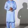 Light Blue Blended Casual Shalwar Kameez For Men - Prime Point Store