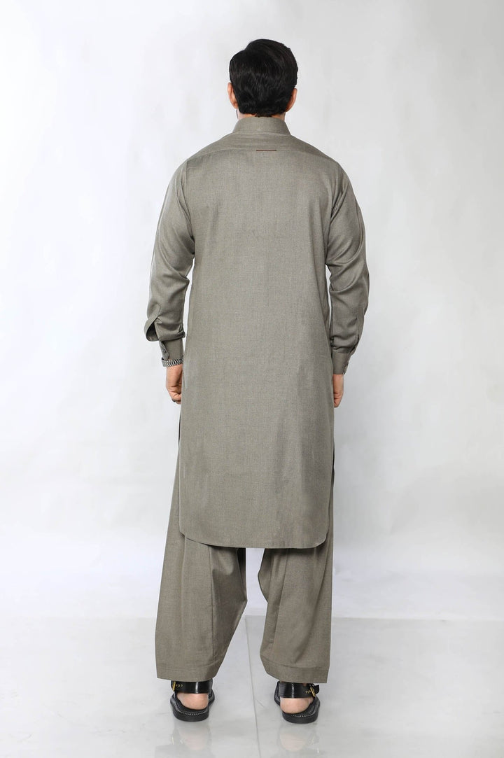 Light Brown Blended Casual Shalwar Kameez For Men - Prime Point Store