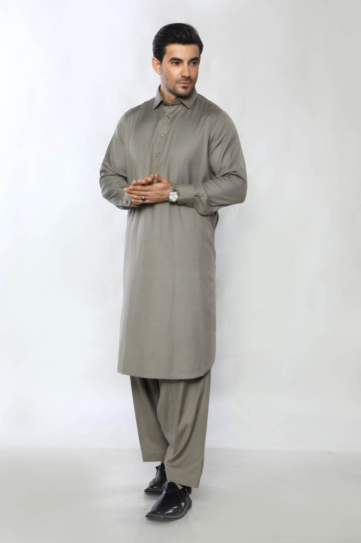 Light Brown Blended Casual Shalwar Kameez For Men - Prime Point Store