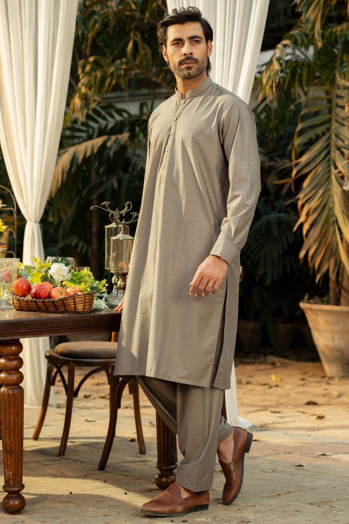 Light Brown Fashion Wash & Wear Shalwar Kameez For Men - Prime Point Store